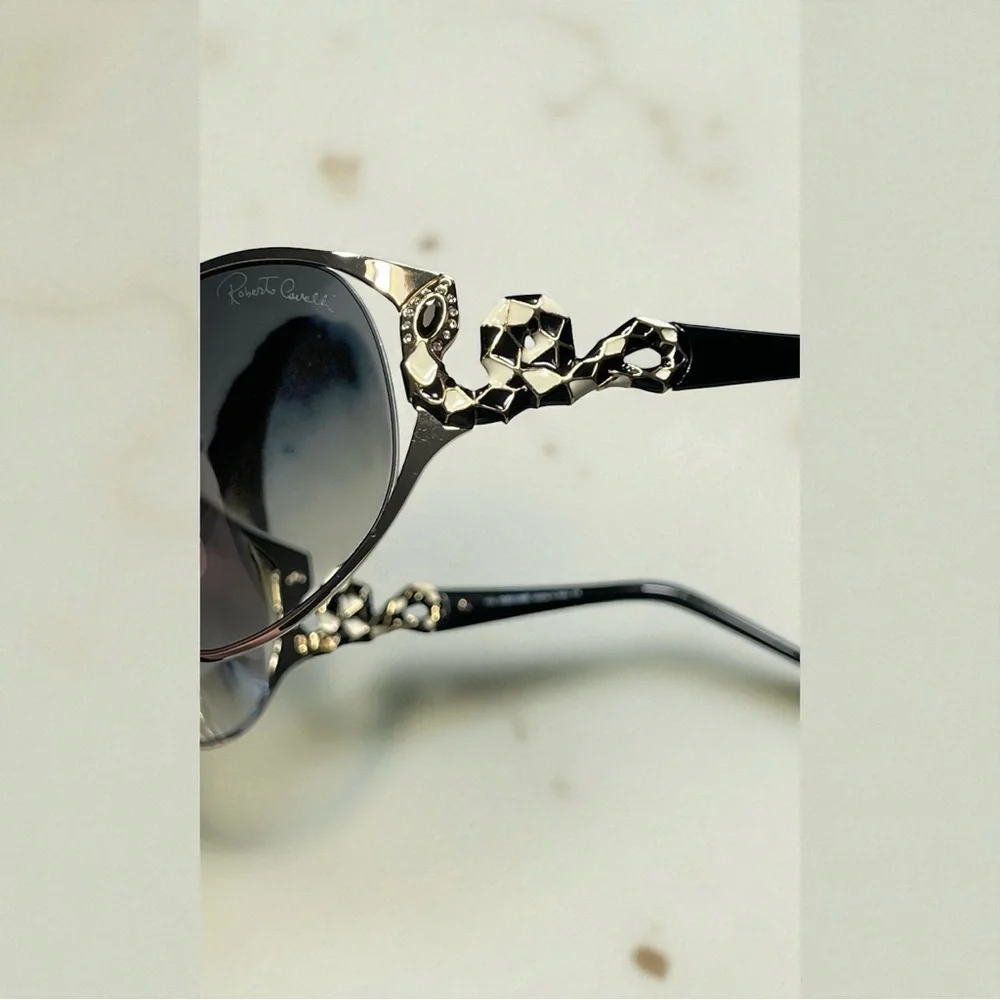 Roberto Cavalli Tene Chic Black and Gold Snake Detail Sunglasses - Picture 4 of 12